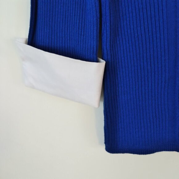 Royal Blue  with Argyle Design VNeck Sweater with Faux Built In White Shirt Sz S - Picture 4 of 10